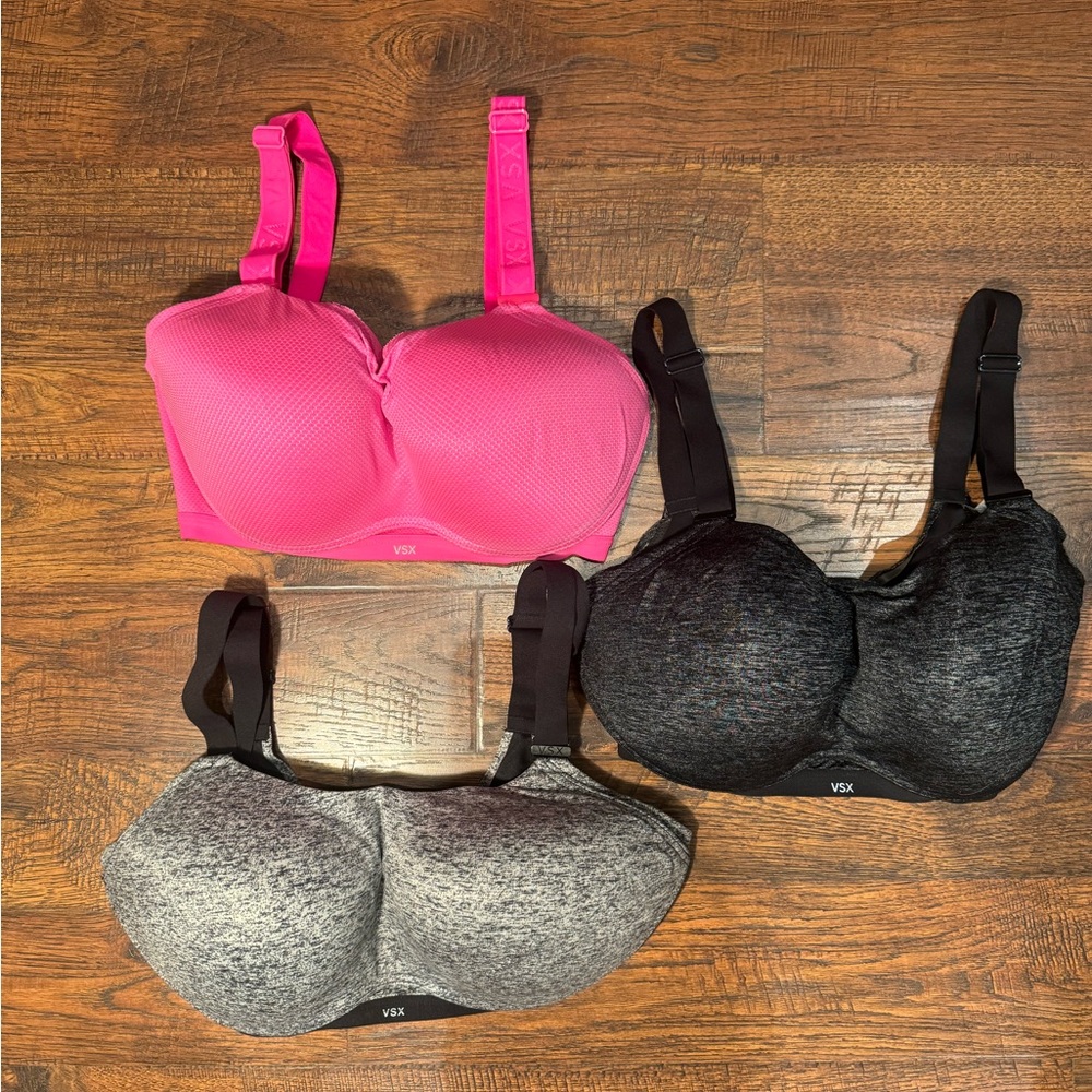 Bundle of 3 Victoria's Secret VSX The Incredible Sports Bras 34DD, 32DDD